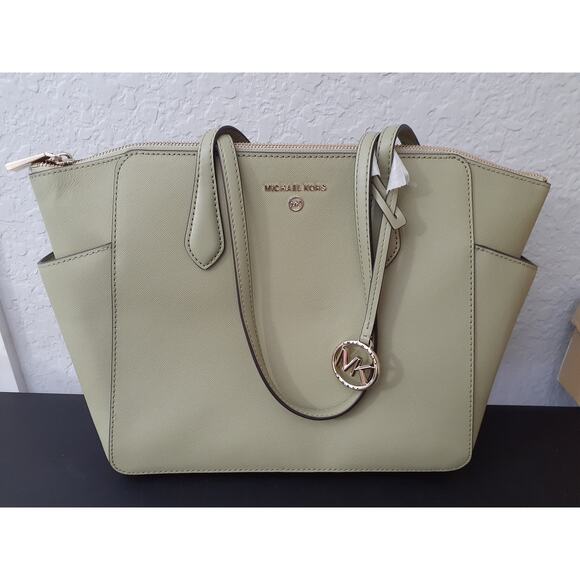 Michael Kors Marilyn Medium Top Zip Tote Light Sage Handbag - Picture 2 of 3